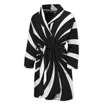 Black And White Vortex Swirl Print Men's Bathrobe