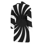 Black And White Vortex Swirl Print Men's Bathrobe