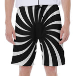 Black And White Vortex Swirl Print Men's Beach Shorts