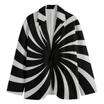 Black And White Vortex Swirl Print Men's Blazer