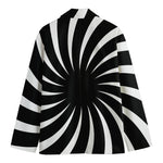 Black And White Vortex Swirl Print Men's Blazer
