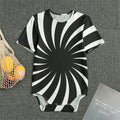 Black And White Vortex Swirl Print Men's Bodysuit