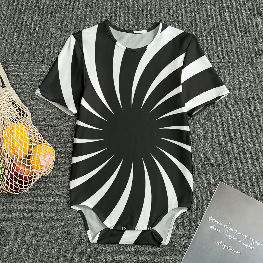 Black And White Vortex Swirl Print Men's Bodysuit