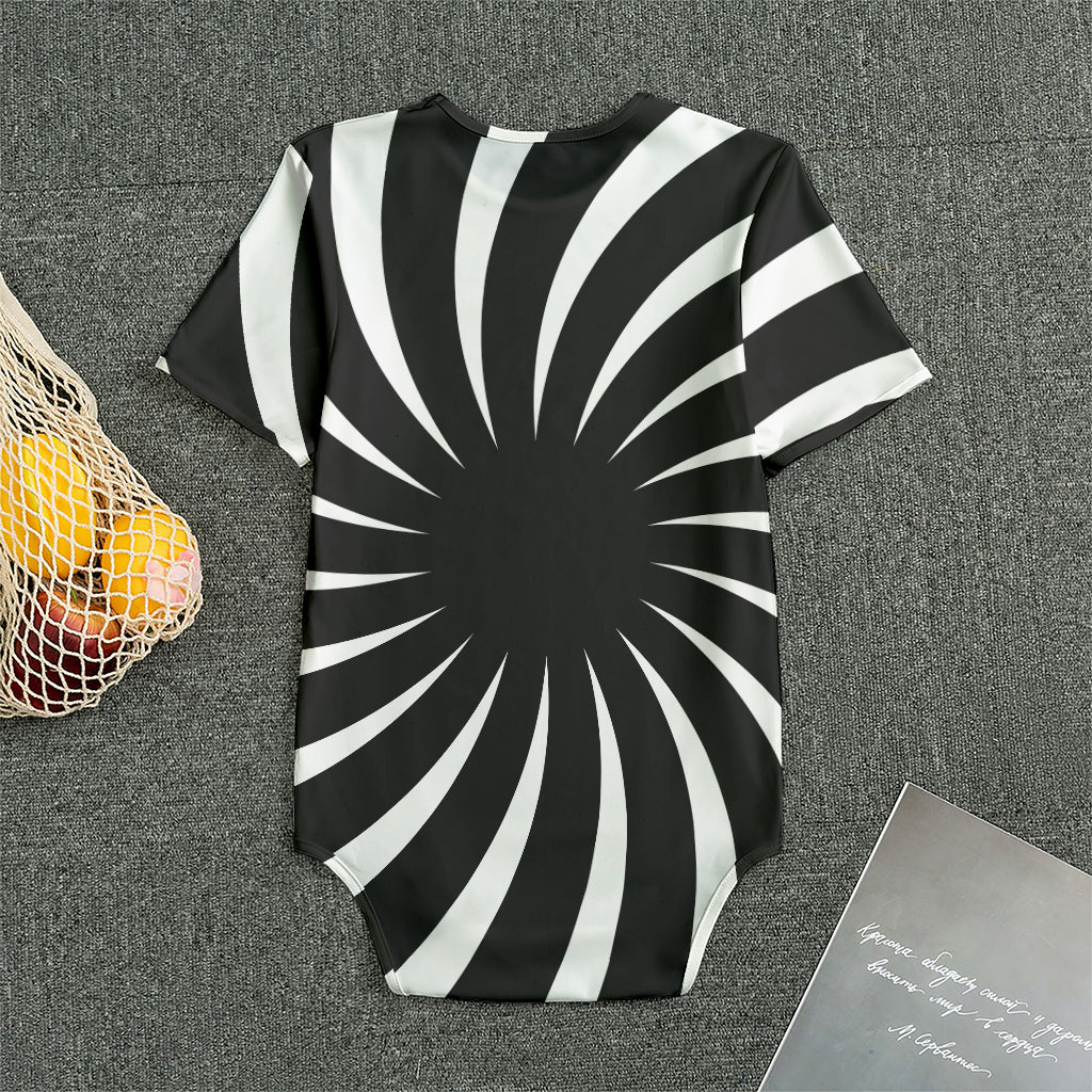 Black And White Vortex Swirl Print Men's Bodysuit