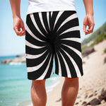 Black And White Vortex Swirl Print Men's Cargo Shorts
