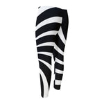 Black And White Vortex Swirl Print Men's Compression Pants