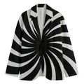 Black And White Vortex Swirl Print Men's Cotton Blazer