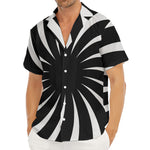 Black And White Vortex Swirl Print Men's Deep V-Neck Shirt