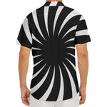 Black And White Vortex Swirl Print Men's Deep V-Neck Shirt