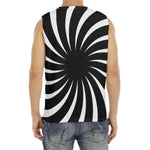 Black And White Vortex Swirl Print Men's Fitness Tank Top