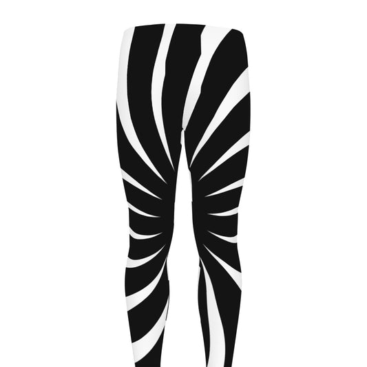 Black And White Vortex Swirl Print Men's leggings