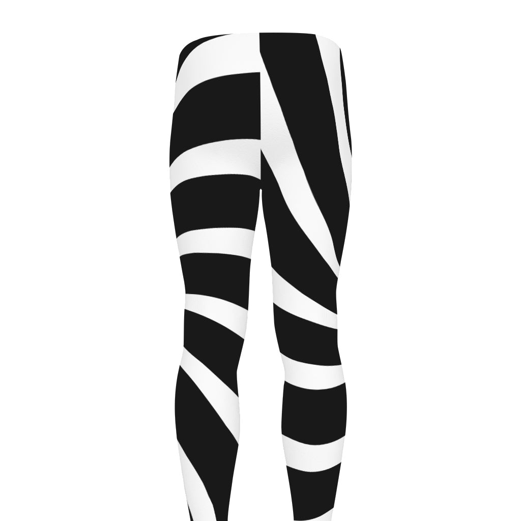 Black And White Vortex Swirl Print Men's leggings