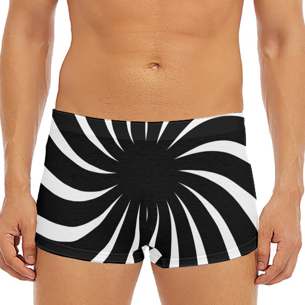 Black And White Vortex Swirl Print Men's Short Boxer Briefs
