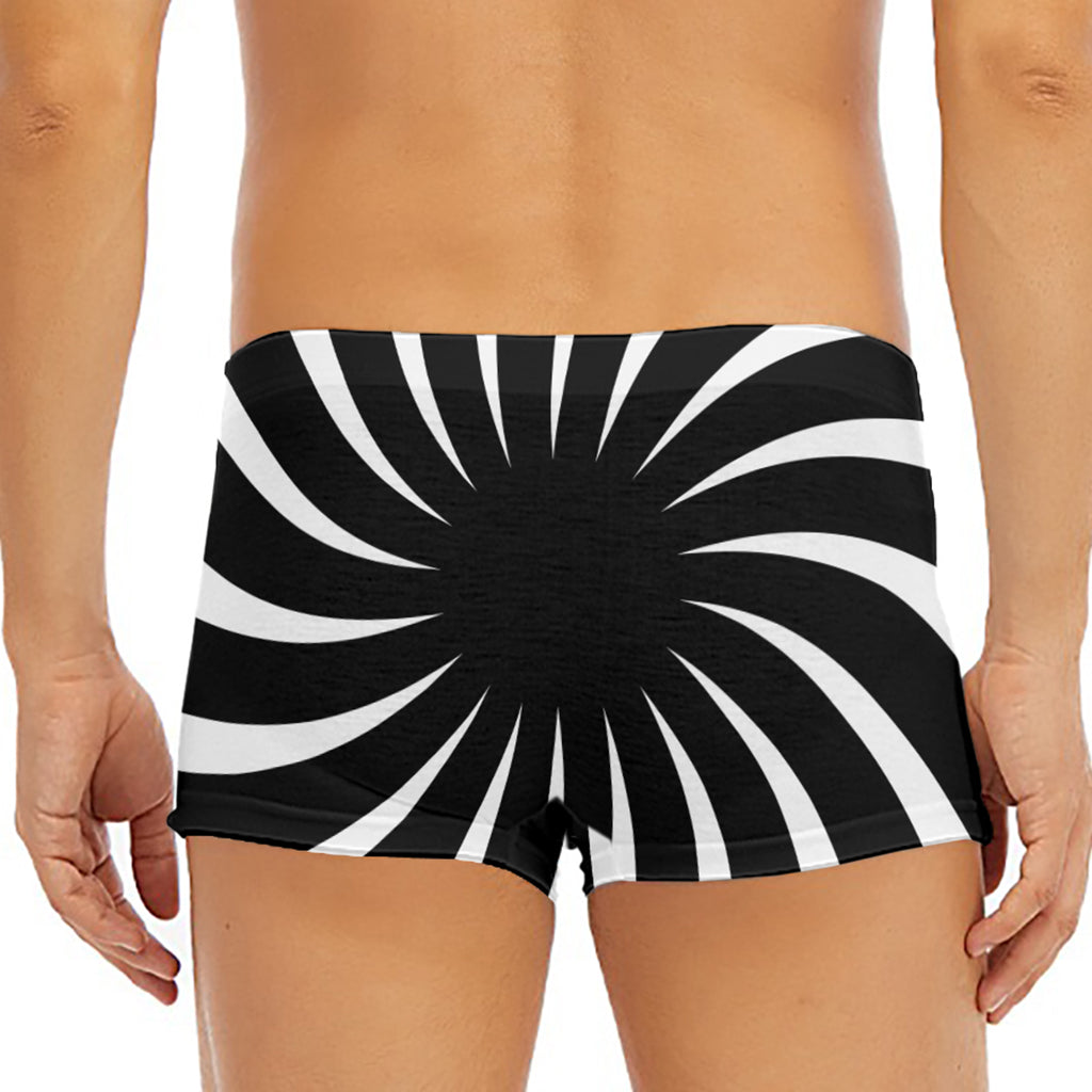 Black And White Vortex Swirl Print Men's Short Boxer Briefs