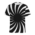 Black And White Vortex Swirl Print Men's Athletic T-Shirt