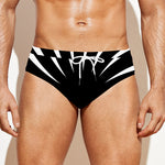 Black And White Vortex Swirl Print Men's Swim Briefs