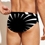 Black And White Vortex Swirl Print Men's Swim Briefs