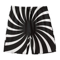 Black And White Vortex Swirl Print Men's Swim Trunks