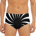 Black And White Vortex Swirl Print Men's Triangle Swim Briefs