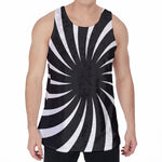 Black And White Vortex Swirl Print Men's Velvet Tank Top