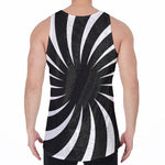 Black And White Vortex Swirl Print Men's Velvet Tank Top