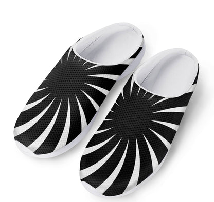 Black And White Vortex Swirl Print Mesh Casual Shoes