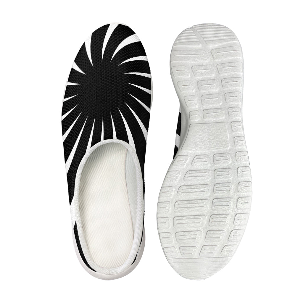 Black And White Vortex Swirl Print Mesh Casual Shoes