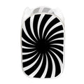 Black And White Vortex Swirl Print Mesh Laundry Hamper