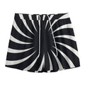 Black And White Vortex Swirl Print Mesh Shorts
