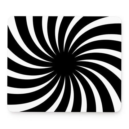 Black And White Vortex Swirl Print Mouse Pad