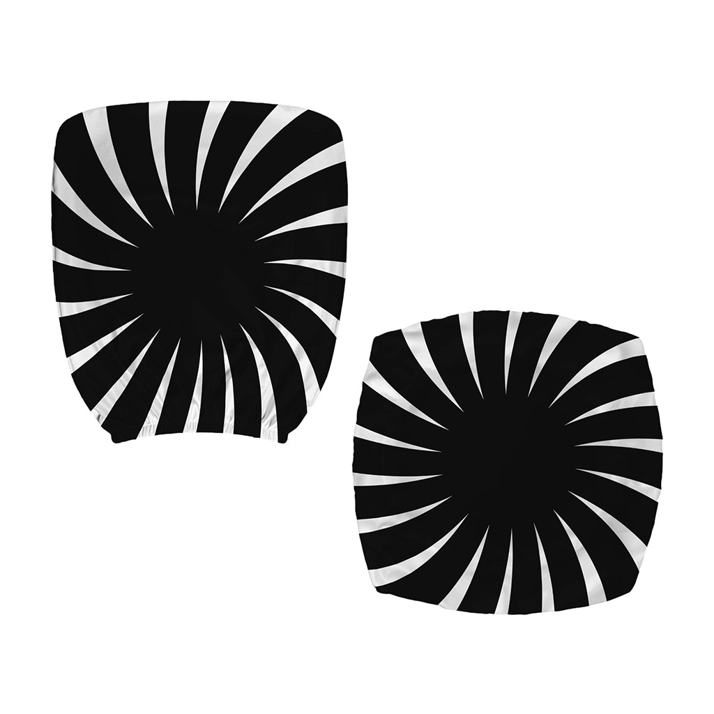 Black And White Vortex Swirl Print Office Chair Cover