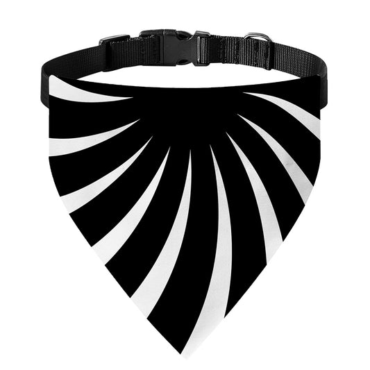 Black And White Vortex Swirl Print Over The Collar Dog Bandana