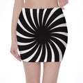 Black And White Vortex Swirl Print Pencil Mini Skirt
