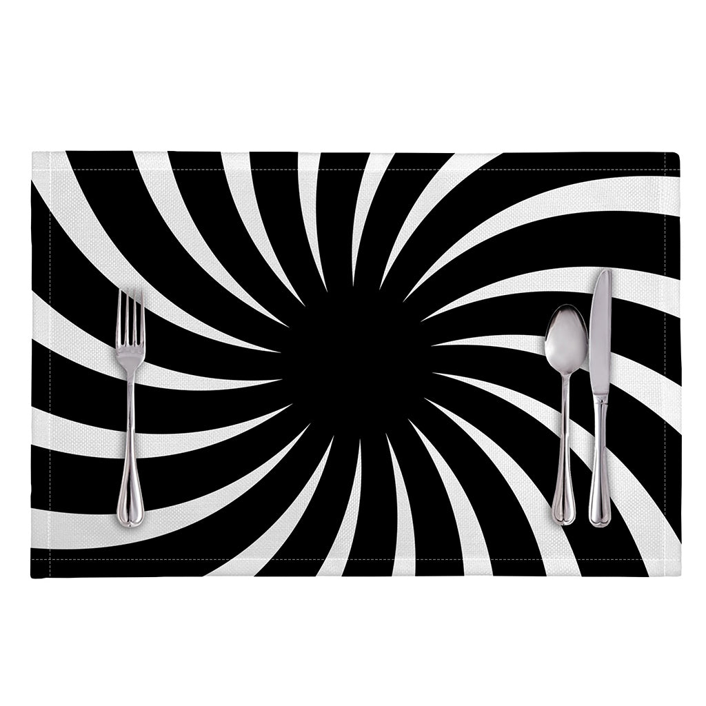 Black And White Vortex Swirl Print Placemat