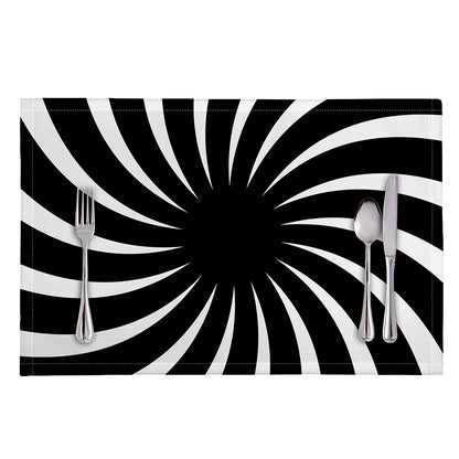 Black And White Vortex Swirl Print Placemat