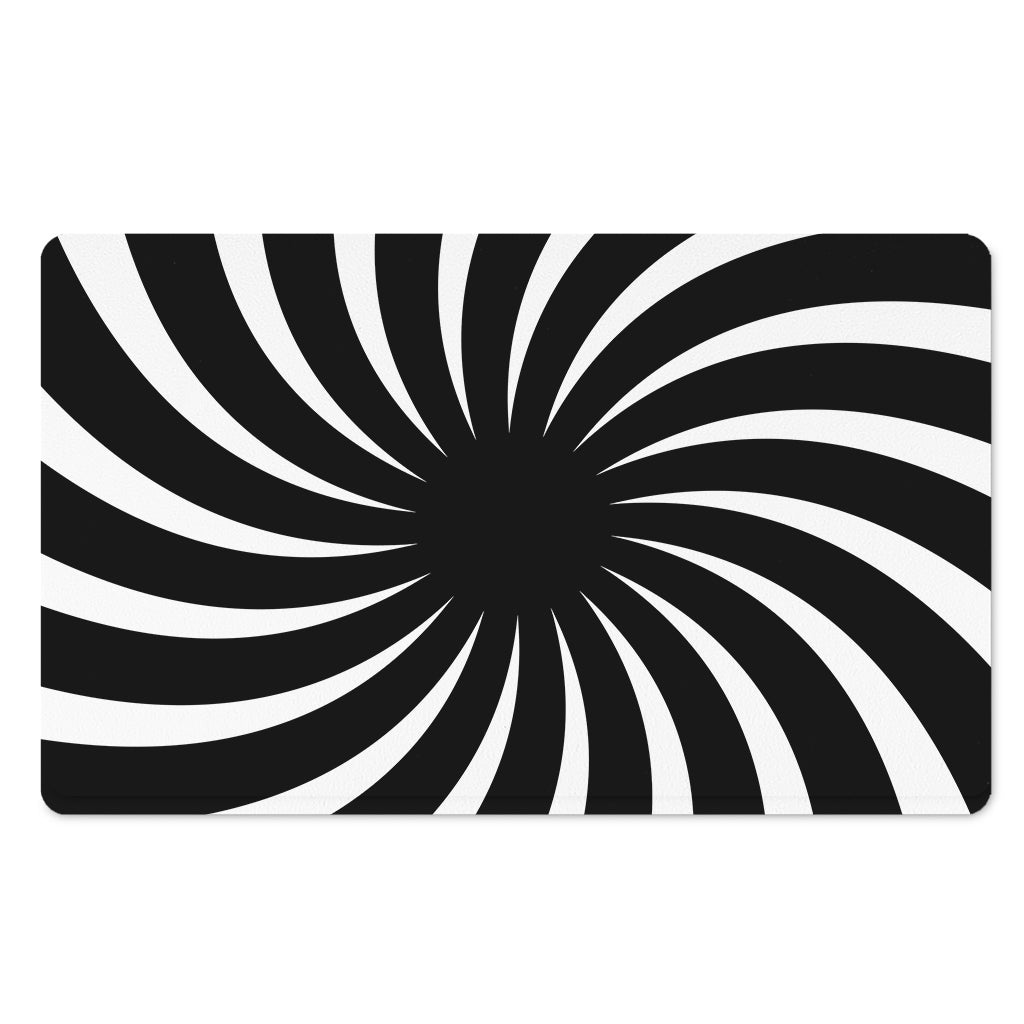 Black And White Vortex Swirl Print Polyester Doormat