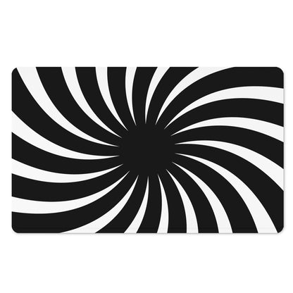 Black And White Vortex Swirl Print Polyester Doormat