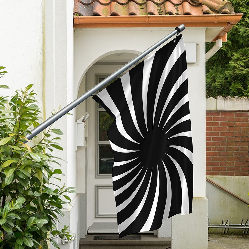 Black And White Vortex Swirl Print Polyester Flag