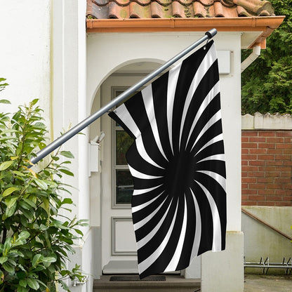 Black And White Vortex Swirl Print Polyester Flag