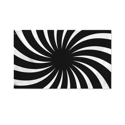 Black And White Vortex Swirl Print Polyester Flag