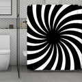 Black And White Vortex Swirl Print Polyester Shower Curtain