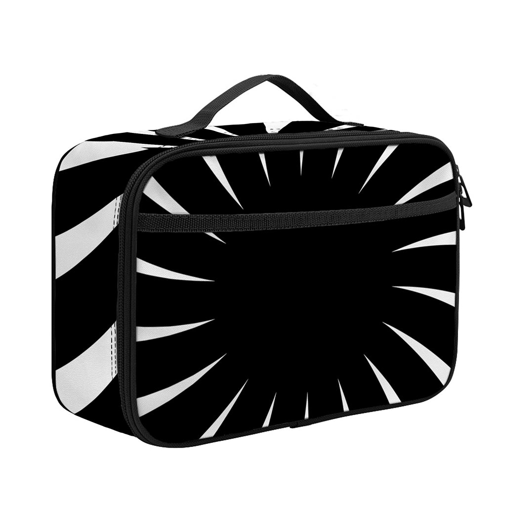 Black And White Vortex Swirl Print Portable Lunch Bag