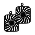 Black And White Vortex Swirl Print Pot Holders