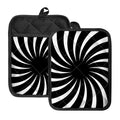 Black And White Vortex Swirl Print Pot Holders With Pocket