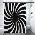 Black And White Vortex Swirl Print Premium Shower Curtain