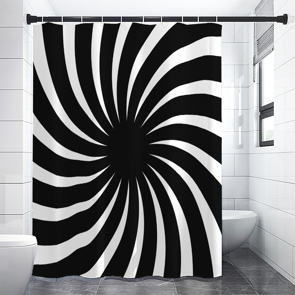 Black And White Vortex Swirl Print Premium Shower Curtain