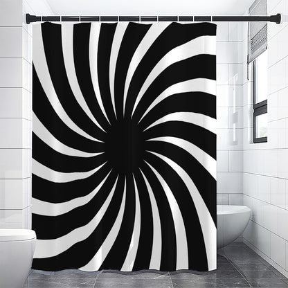 Black And White Vortex Swirl Print Premium Shower Curtain