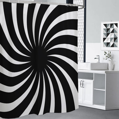 Black And White Vortex Swirl Print Premium Shower Curtain
