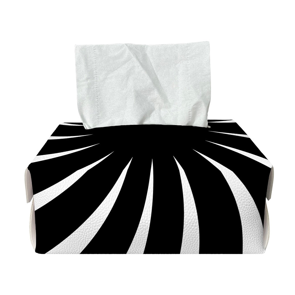 Black And White Vortex Swirl Print Rectangle Tissue Box Cover