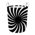 Black And White Vortex Swirl Print Round Laundry Basket